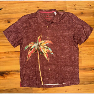 Tommy Bahama The Silk Collection 100% Silk Palm Tree Camp Shirt Men’s Large